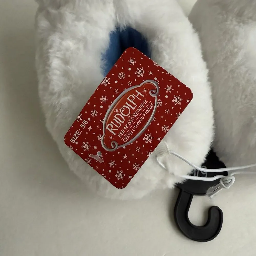 Christmas Abominable Snowman Slippers Plush White Rudolph Toddler Size 5/6 NWT